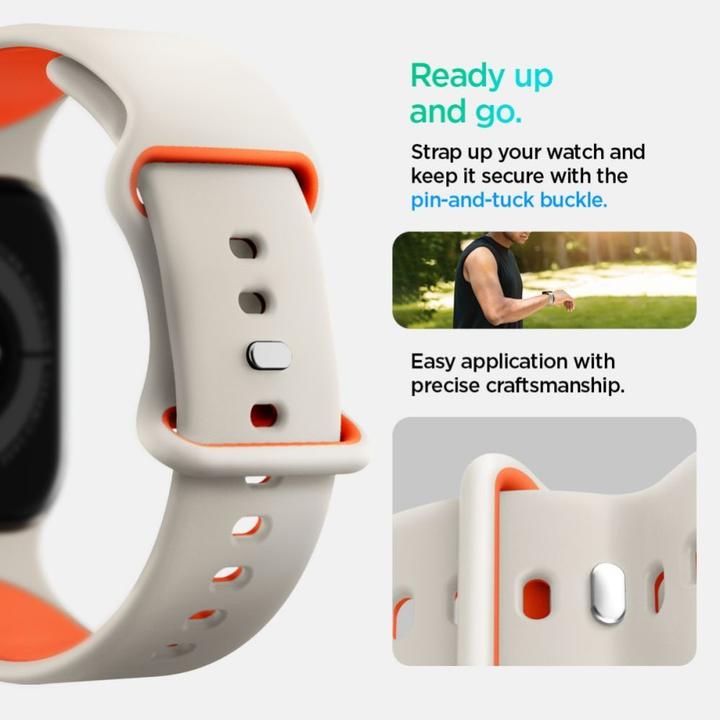 Produktbild Spigen - Nano Pop - Apple Watch 1/2/3/4/5/6/7/8/9/10/SE/SE 2 (38/40/41/42mm) - Orange Beige (Aluminium, Plastic, Silicone)