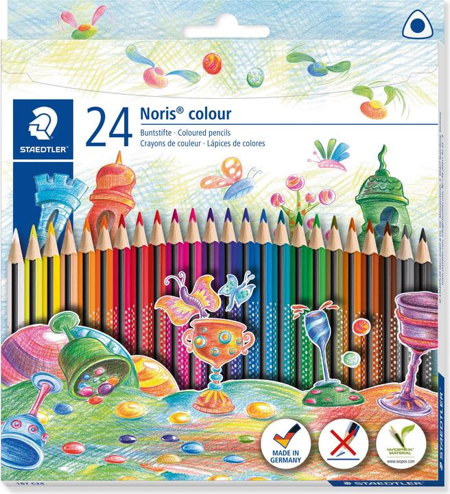 Actual product image Staedtler Crayon Noris color 24ST (Magenta, Purple, Dark grey, Orange, Dark Green, Brown, Yellow, Blue, Black, Bordeaux red, Green, Red, Dark Blue, White, 24 x)