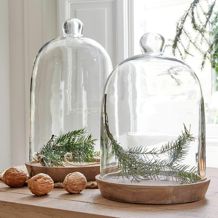 Produktbild Loberon Glasglocke mit Platte 2er Set New Hampshire klar/braun