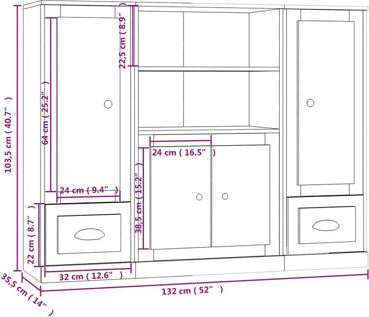 Image du produit vidaXL Highboard (35.50 x 132 x 103.50 cm)