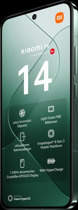 Produktbild Xiaomi 14 (512 GB, Jade Green, 6.36", Dual SIM, 50 Mpx, 5G)