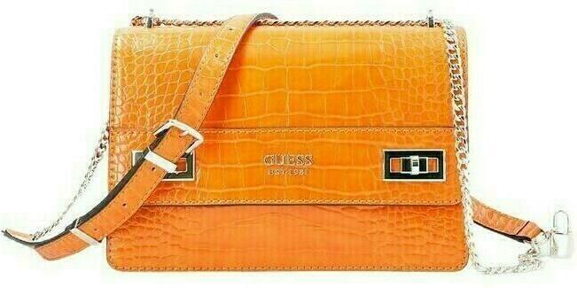 Actual product image Guess Katey, Convertible Xbody Flap, Textile Crossbody Bag, Orange, HWCG78