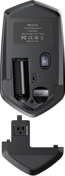 Actual product image Yesido - Wireless Mouse (KB16) - 2.4G Connection, 1600DPI, Low Noise - Black (Wireless)