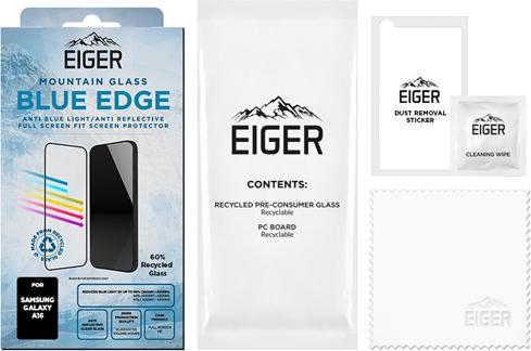 Image du produit Eiger Anti-reflektierendes Glas mit Blaulicht-Filter Full Screen Fit Mountain Glass Blue Edge (1 pièce(s), Samsung Galaxy A16 5G)