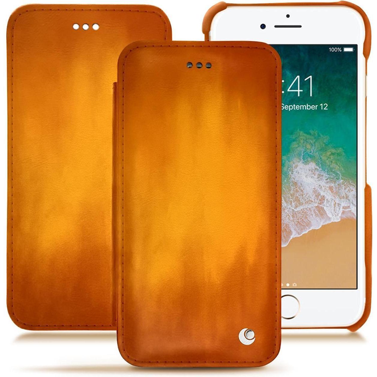 Thumbnail - Noreve Lederschutzhülle horizontal (Apple iPhone 7), Smartphone Hülle, Orange