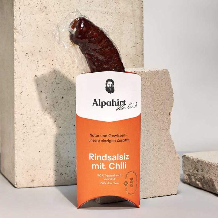Produktbild Alpahirt Rindsalsiz mit Bündner Chili (120 g)