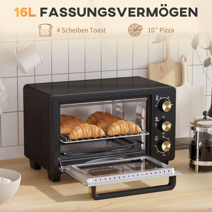 Immagine prodotto Swisshandel24 Minibackofen 16 L 1400W Mini Backofen 100-230℃ 60 Min. Timer Schwarz