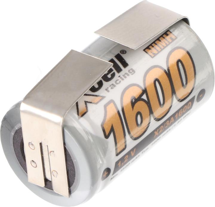 Image du produit AccuCell Akku 2/3A mit Lötfahne in U-Form (1 pcs, 2/3 A, 1600 mAh, Batterie)