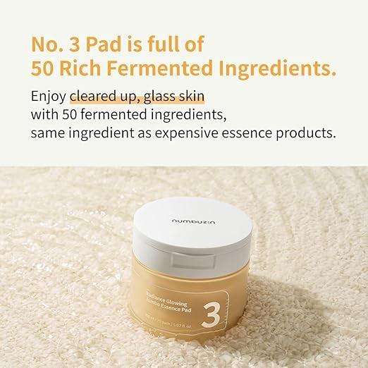 Actual product image Numbuzin No.3 Radiance Glowing Jumbo Essence Pad Vegan Unbleached Biodegradable Niacinamide Clear Gl (150 ml)