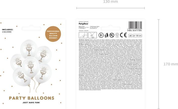 Actual product image Partydeco Balloons 30cm, IHS, Pastel Pure White (1 pkt / 6 pc.) (6x)