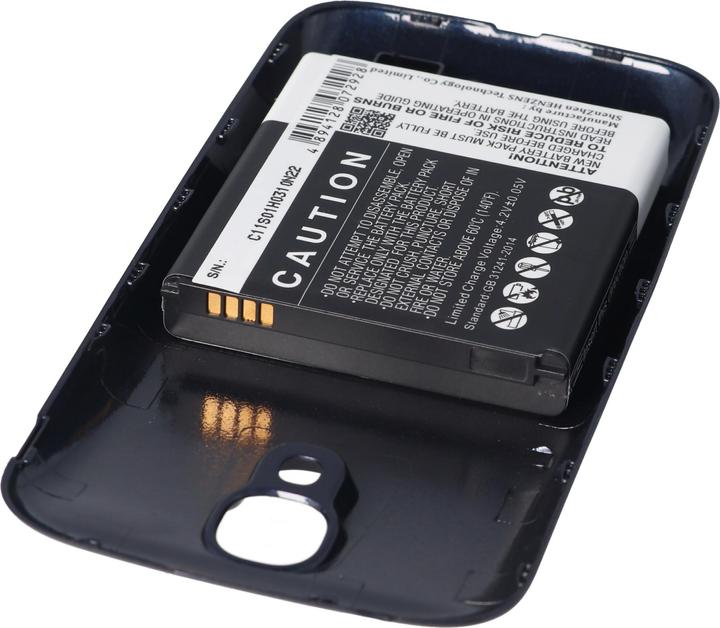 Actual product image Samsung Galaxy S4 battery, GT-I9500 with blue additional cover (Rechargeable battery, Galaxy S4)