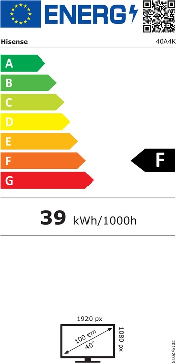 Etichetta energetica Hisense TV 40A4K (40", LED, Full HD, 2022)