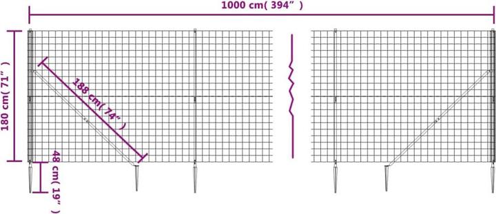 Produktbild vidaXL Maschendrahtzaun mit Bodenhülsen Anthrazit 0,8x25 m