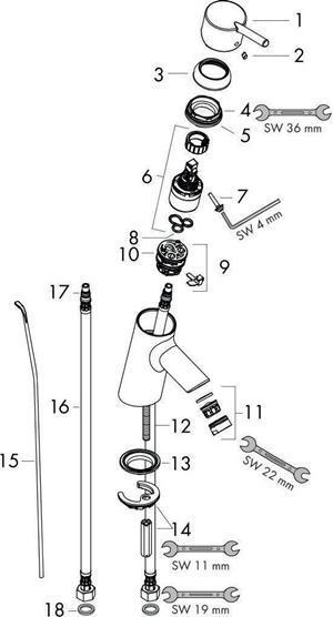 Image du produit hansgrohe Mitigeur de lavabo Talis S 32020000 chromé incl. garniture de vidage
