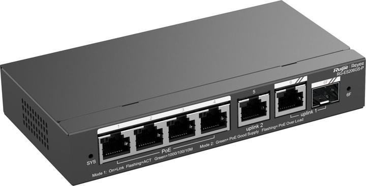 Produktbild Ruijie SWITCH REYEE RG-ES206GS-P 5-PORT 10/100 MBPS DESKTOP SWITCH (6 Ports)