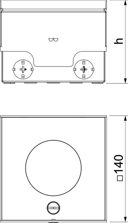 Produktbild OBO Bettermann OBO UDHOME2 VT2 V Bodensteckdose mit Tubus, 2fach VDE-Steckdose