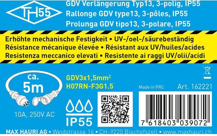 Immagine prodotto Max Hauri TH55 Estensione GDV H07RN IP55 (20 m, Tipo 13)