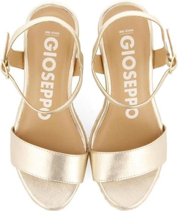 Immagine prodotto Gioseppo ZHEPE Damen-Sandalen aus schwarzem Leder mit Jute-Absatz, platin, 38 EU (38)