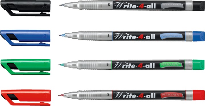 Produktbild STABILO Write-4-all Permanent-Marker (Rot, Blau, Grün, Schwarz, 0.40 mm, 4 x)