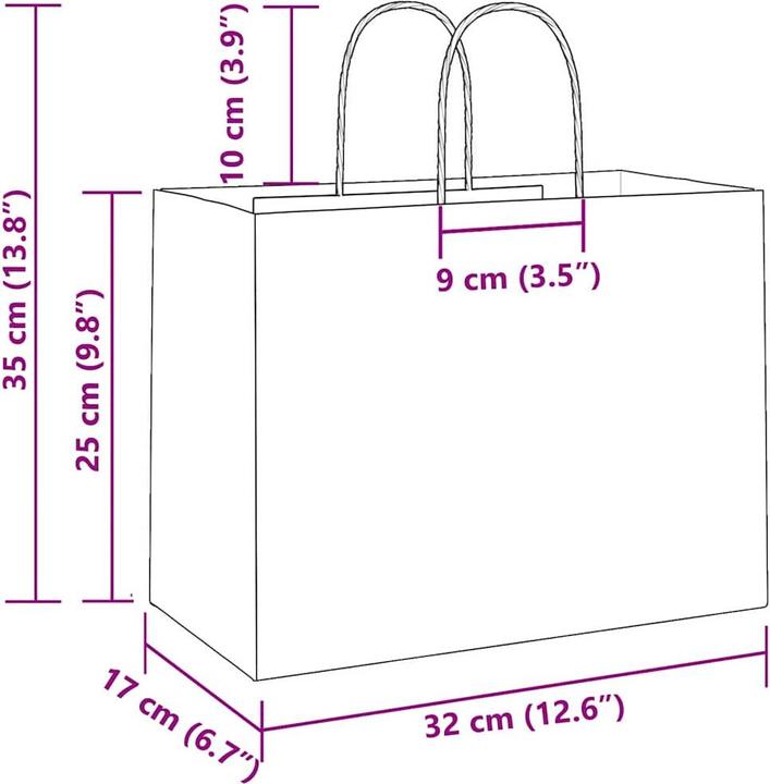Image du produit VidaXL Sacs en papier kraft 50 pcs. avec anse rose 32x17x25 cm Sac en papier (Coffret cadeau, 50 x)