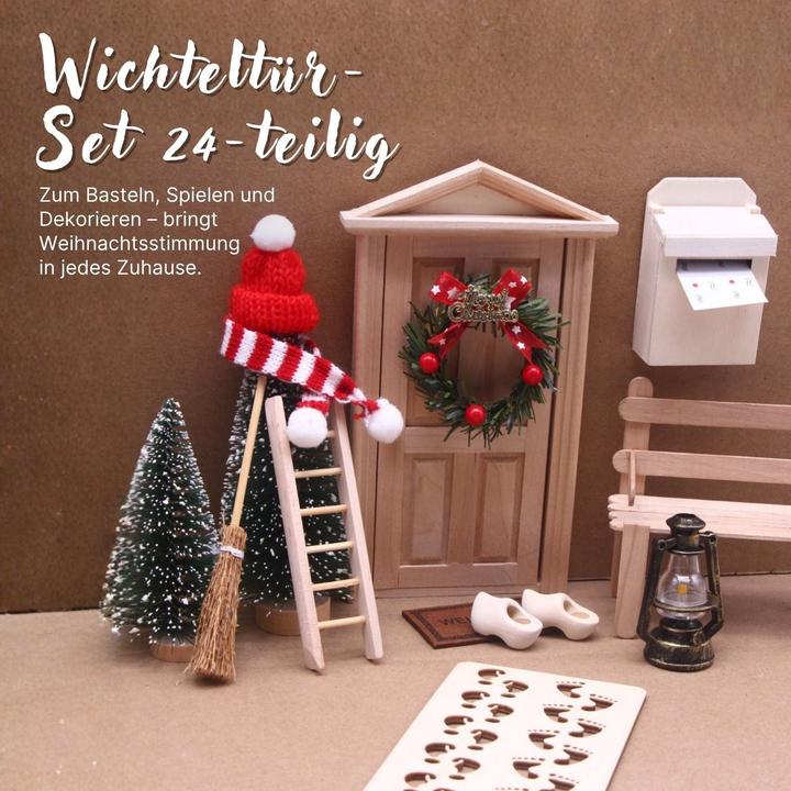 Actual product image Hermex 24-tlg. Wichteltür-Set Weihnachtsdeko Miniaturwelt Elfentür-Zubehör