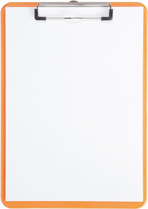 Image du produit Maul Porte-bloc néon, DIN A4, plastique transparent-orange, plat, borne à clip nickelée (22,5 x 32 cm)