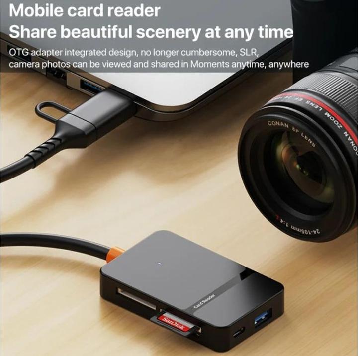 Produktbild PowerGuard 8-in-1 OTG USB-C USB-A to SD, MicroSD, CF, MS Cardreader Photo Adapter (USB-C)