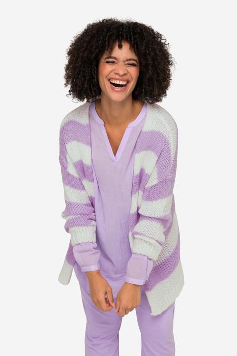 Produktbild Angel of Style Strickjacke, oversized, Blockstreifen, offene Form, V-Ausschnitt, Langarm (54)