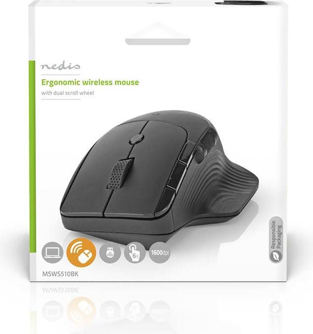 Produktbild Nedis Mouse | Drahtlos | 800 / 1200 / 1600 dpi | Einstellbar DPI | Anzahl Knöpfe: 6 | Rechtshändig (Kabellos)