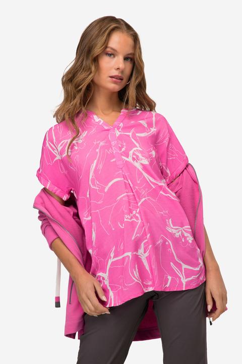 Produktbild Laurasøn Bluse, oversized, Robben Print, Stehkragen, Halbarm (M)