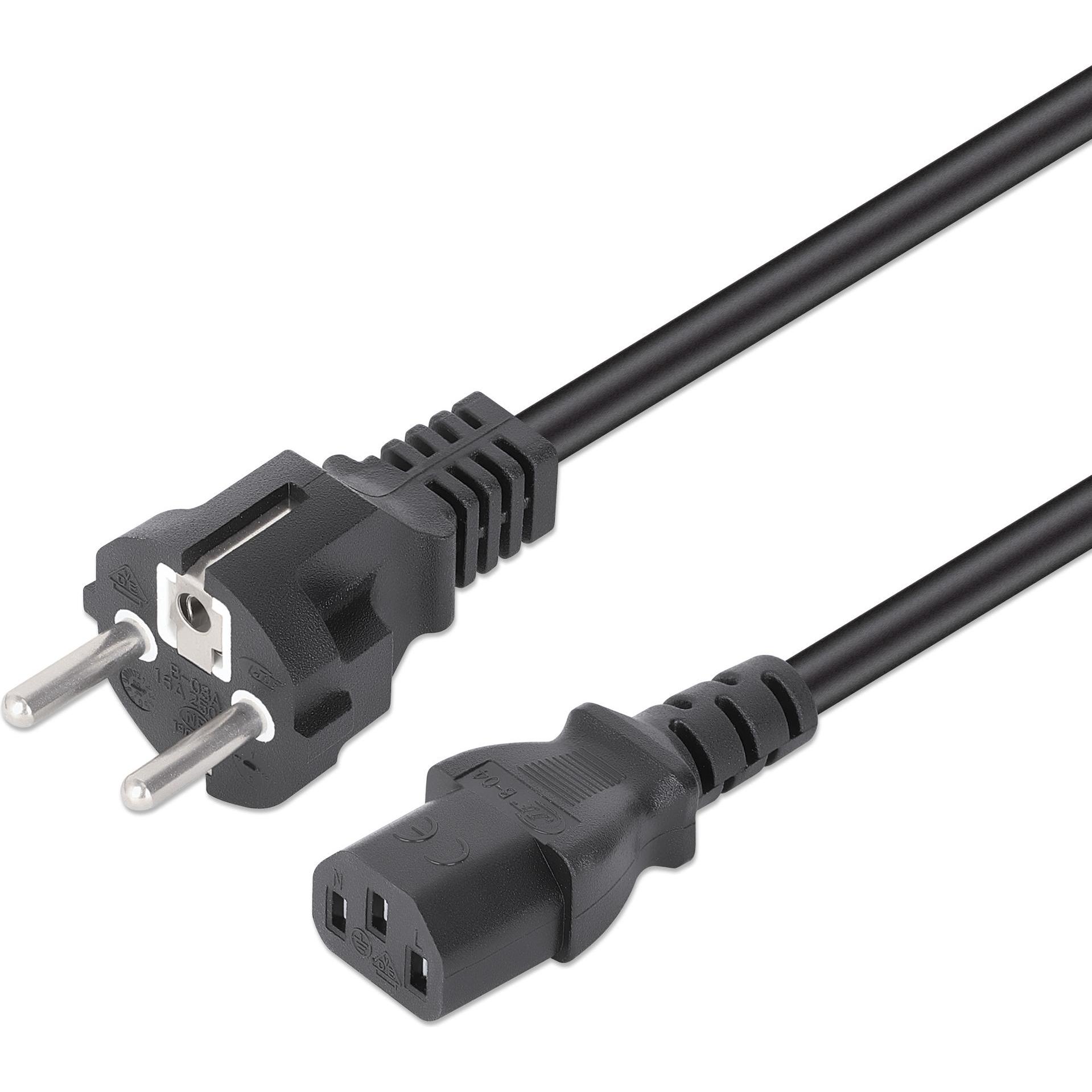 Manhattan CAVO ALIMENTAZIONE 5MT SCHUKO ANGOLO 90? BLACK 250VAC 10A (5 m), Stromkabel, Schwarz
