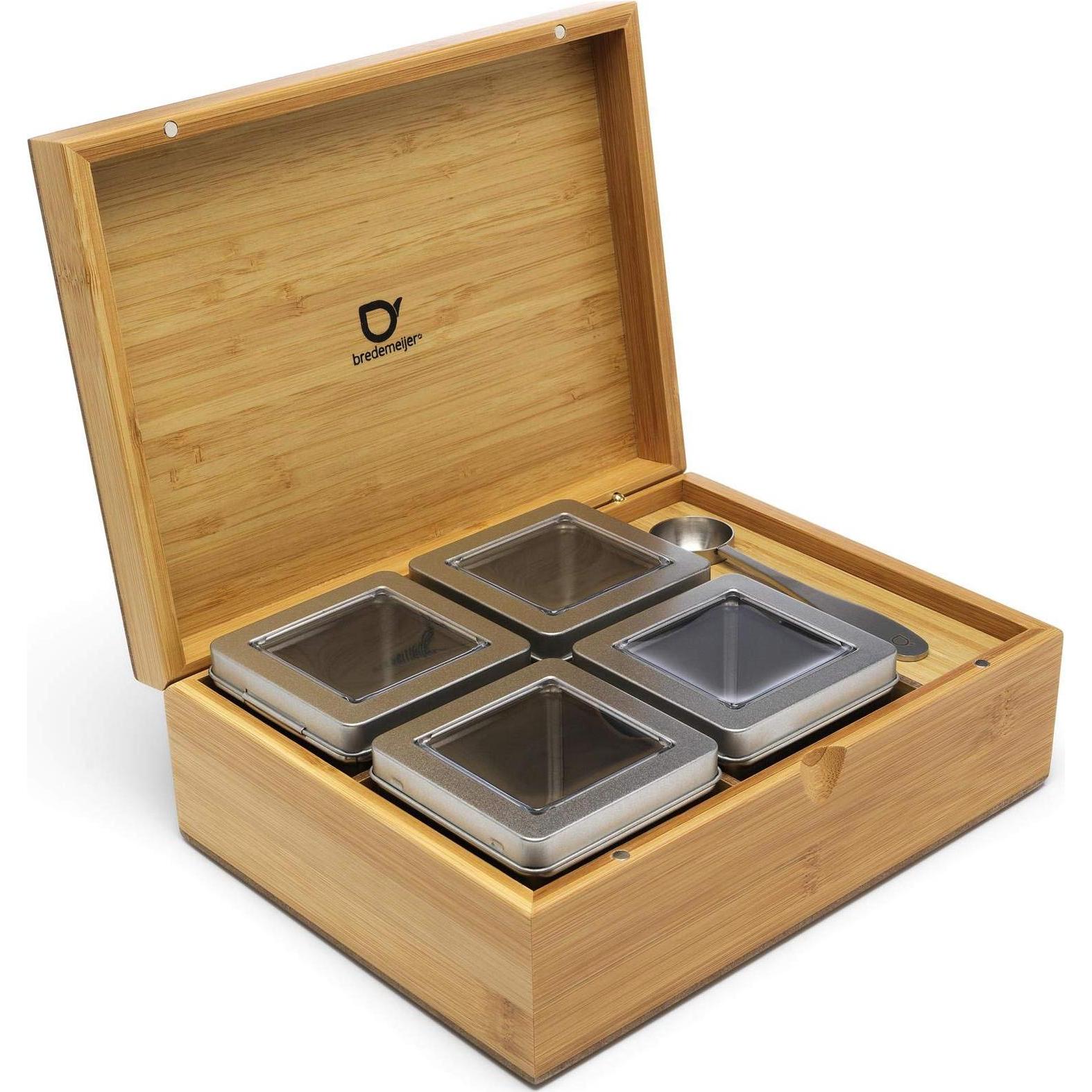 Thumbnail - Bredemeijer Teebox Bambus mit 4 Teedosen & Teemasslöffel, Vorratsbehälter, Braun