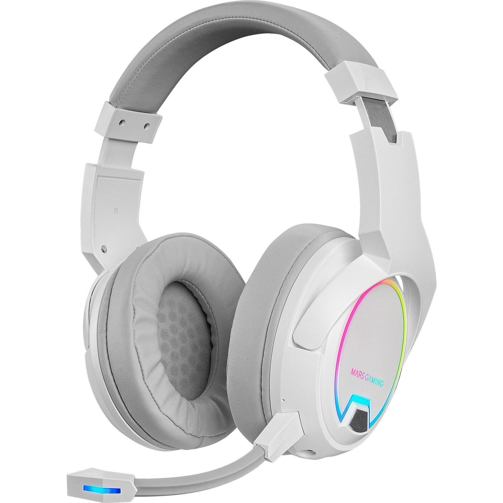 Mars Gaming Casque Gamer Sans Fil Mhw-100 RGB (Blanc) (Kabelgebunden, Kabellos), Gaming Headset, Weiss