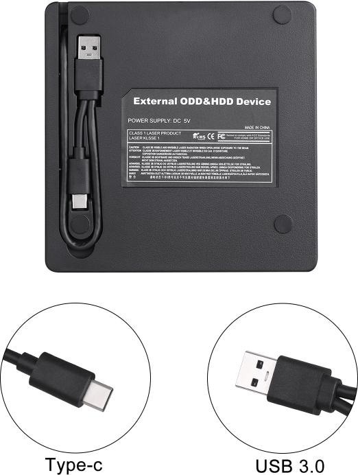 Produktbild Ueli Express Externer DVD Brenner mit USB-C und USB Anschluss (DVD Brenner)