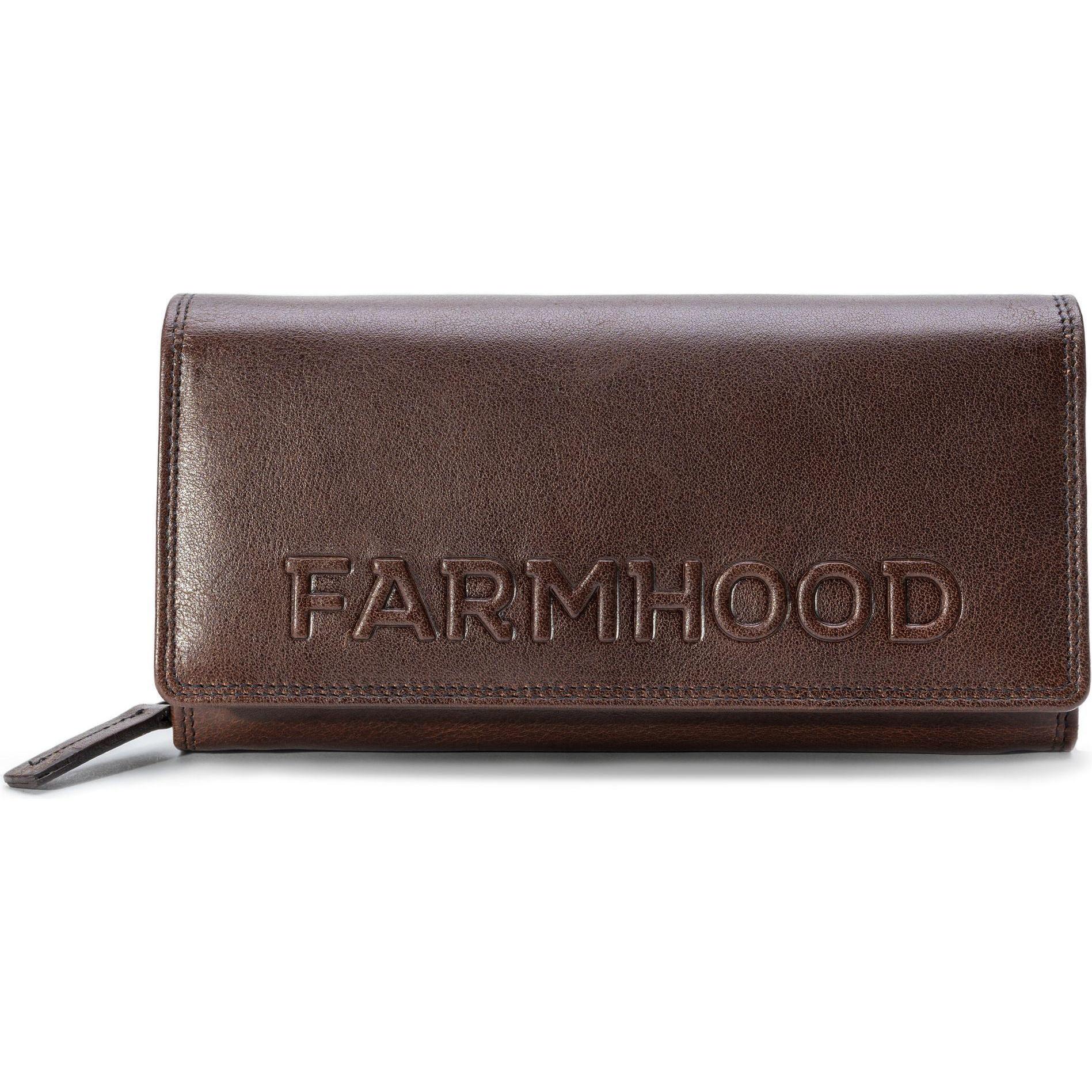 Farmhood, Damen, Portemonnaie, Memphis Geldbörse RFID Schutz Leder 19 cm, Braun