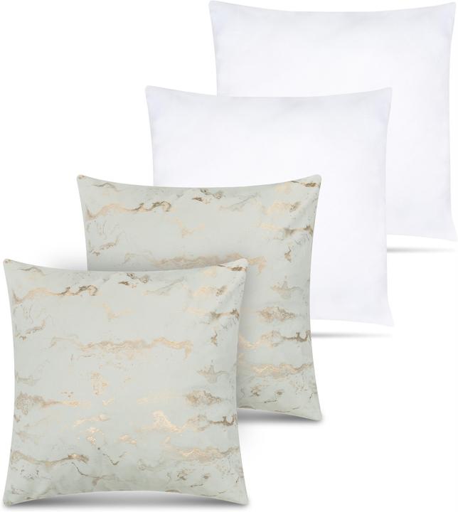 Aspero 2 Kissenbezüge mit Marmordesign + Füllungen 60x60 cm - 9868 (60 x 60 cm)
