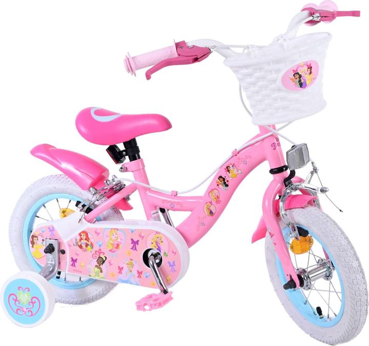 Productafbeelding Disney Princess 12 inch kinderfiets roze - Prinsessenfiets met afneembare zijwieltjes en 2 (12")