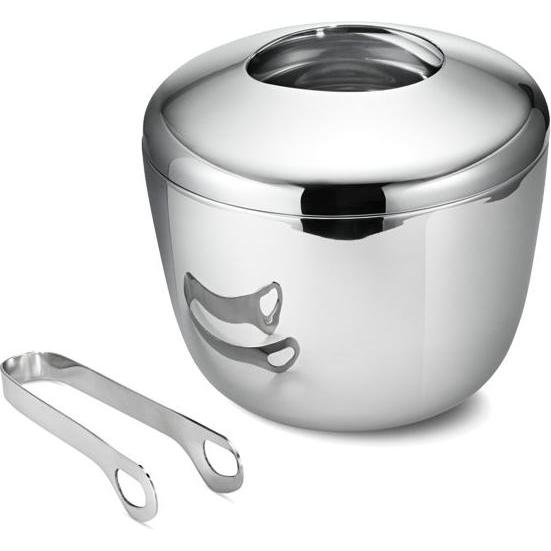 Georg Jensen SKY Eiskühler und Eiszange, Flaschenkühler, Silber