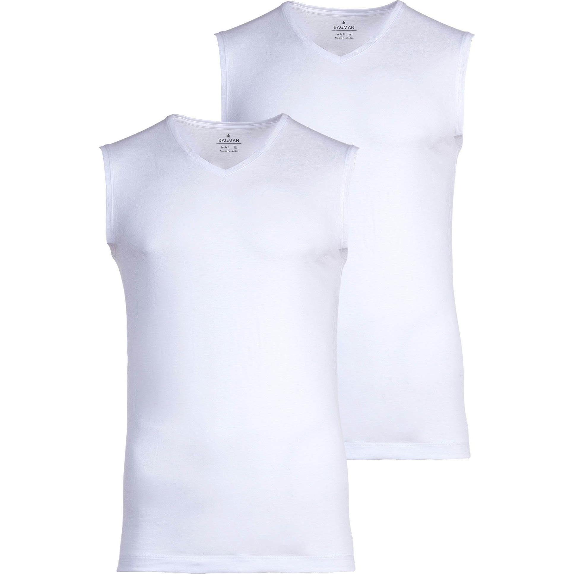 Ragman, Herren, Shirt, Unterhemd Casual Figurbetont, Weiss, (S)