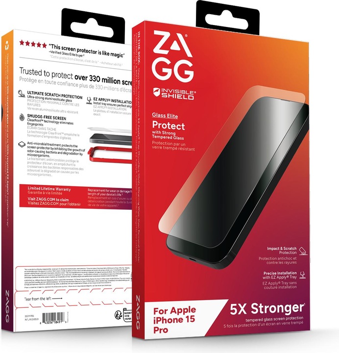 Produktbild Zagg Invisibleshield Glass Elite Am (1 Stück, Apple iPhone 15 Pro)