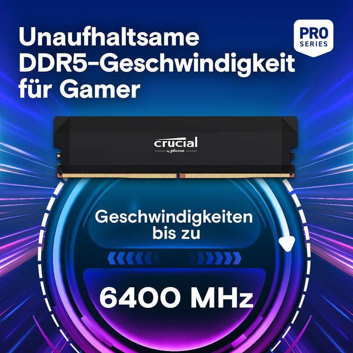 Image du produit Crucial Pro DDR5-6400 Kit 64 Go 2x32 Go UDIMM CL40 B Overclocking (2 x 32GB, 6400 MHz, RAM DDR5, U-DIMM)
