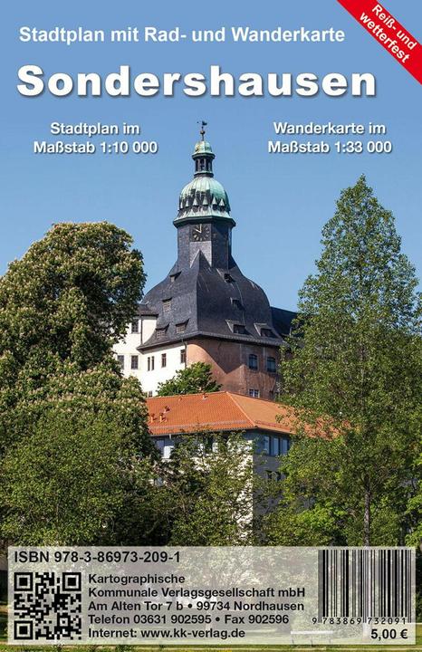 Sondershausen: City map with cycling and hiking map