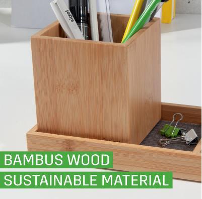 Actual product image Sigel Pencil Cup Eyestyle, bamboo nature, bamboo, 92x106x92 mm, 1 pc.