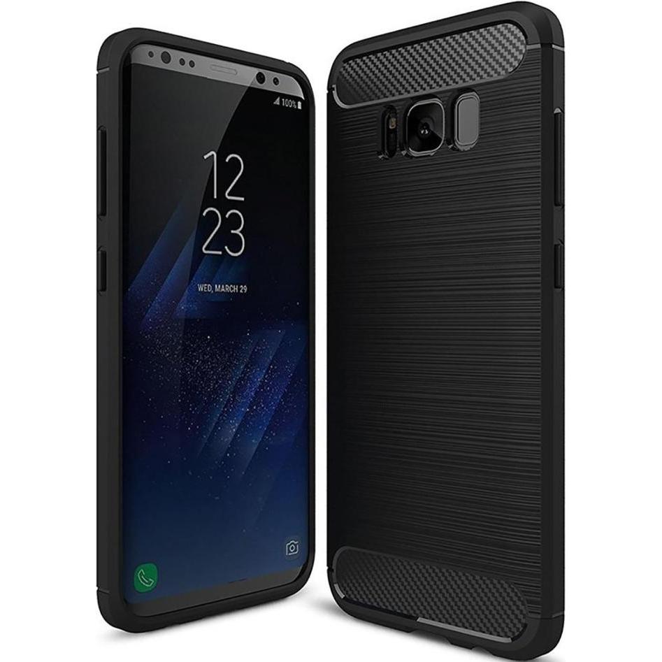 Screenguard Samsung Galaxy S8+ Hülle Carbon Brushed Soft TPU (Samsung Galaxy S8+), Smartphone Hülle, Schwarz