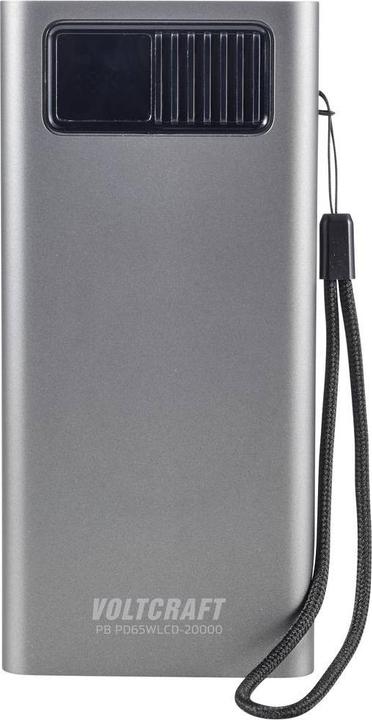 Produktbild Voltcraft PB PD65WLCD-20000 Powerbank 20000 mAh Fast Charge, Power Delivery 2.0 LiPo Grau (metallic (20000 mAh, 74 Wh)