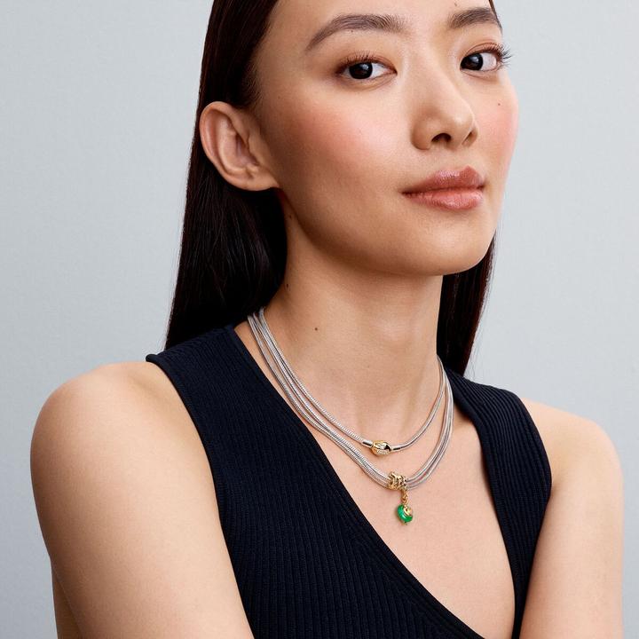 Image du produit Pandora Snake Green Murano Glass Dangle Charm (Plaqué or, Métal, Verre)