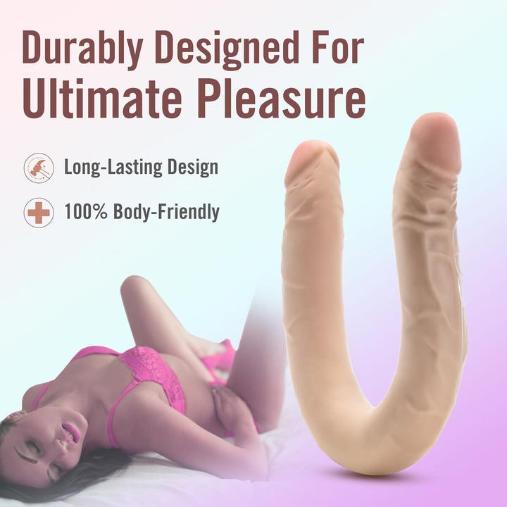 Actual product image Blush dr. skin plus 16.5" posable double dong beige