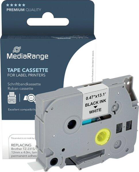 Produktbild MediaRange Schriftbandkassette schwarz auf weiÃŸ 4m x 12mm (1.20 cm, Schwarz)