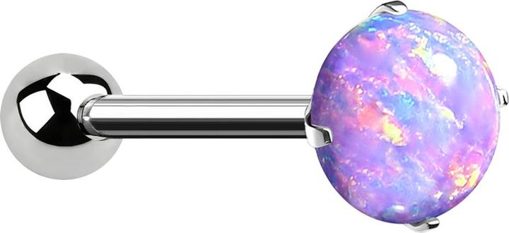 Image du produit Star Piercing Micro Threadless Barbell argenté avec boule et opale violette sertie (Titane, sans laiton)