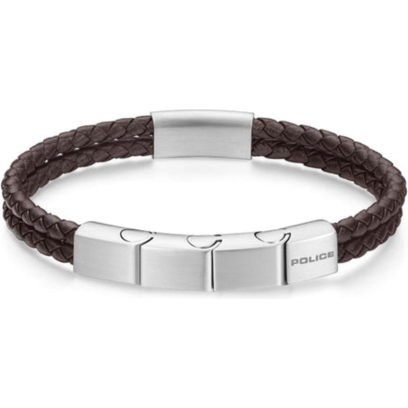 Police, Armschmuck, Parallel Armband, (19 cm, Edelstahl, Leder)